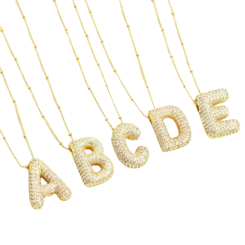 Set de Collares con Inicial Estilo Burbuja