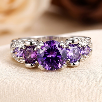 Anillo Vintage de Plata con Amatista