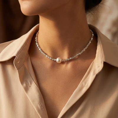 Gargantilla Minimalista de Plata con Perla