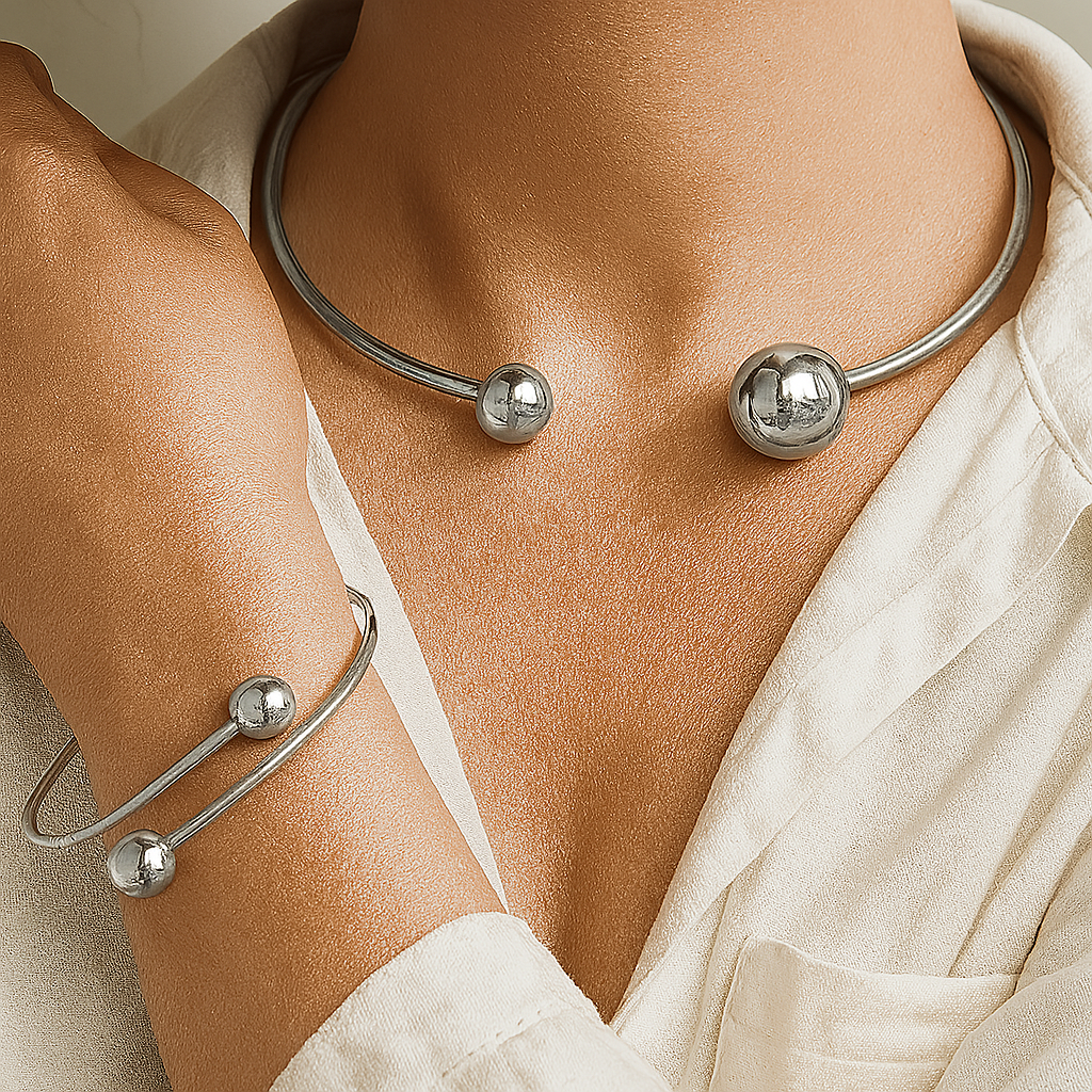 Set Minimalista Choker y Pulsera Brillo