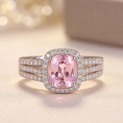 Anillo Halo de Oro con Amatista