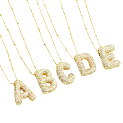 Set de Collares con Inicial Estilo Burbuja