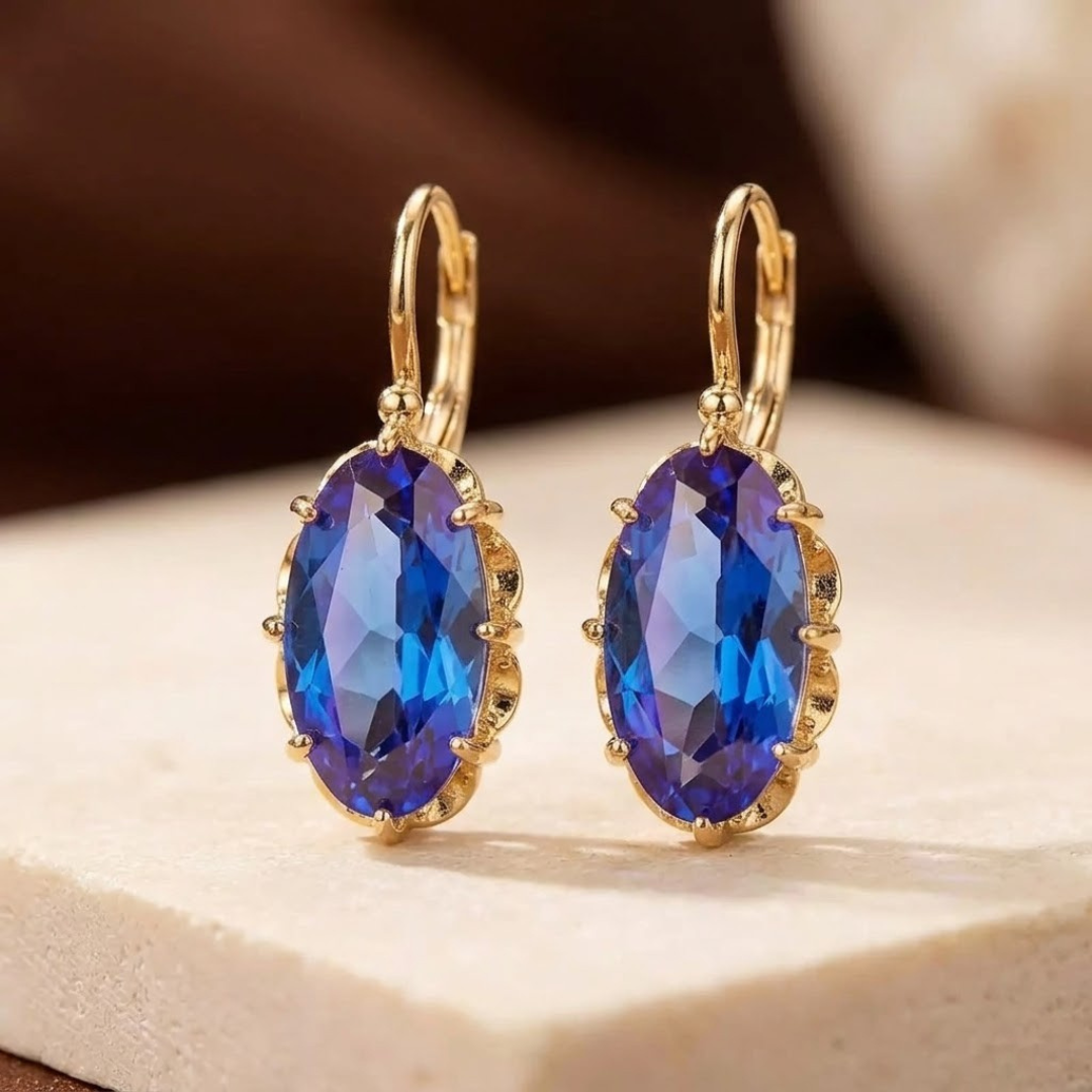 Aretes Colgantes de Oro con Zafiro