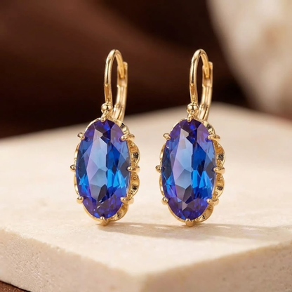 Aretes Colgantes de Oro con Zafiro