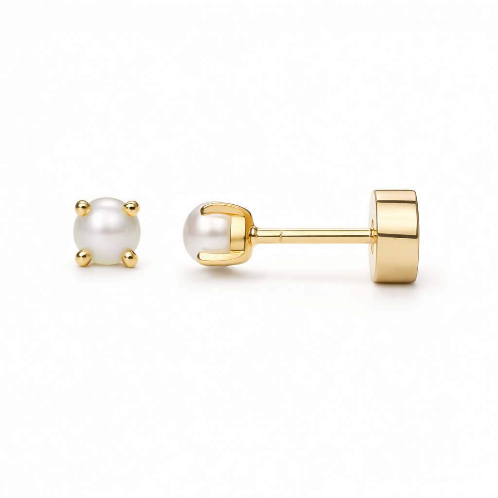 Aretes de Botón de Perla Delicados
