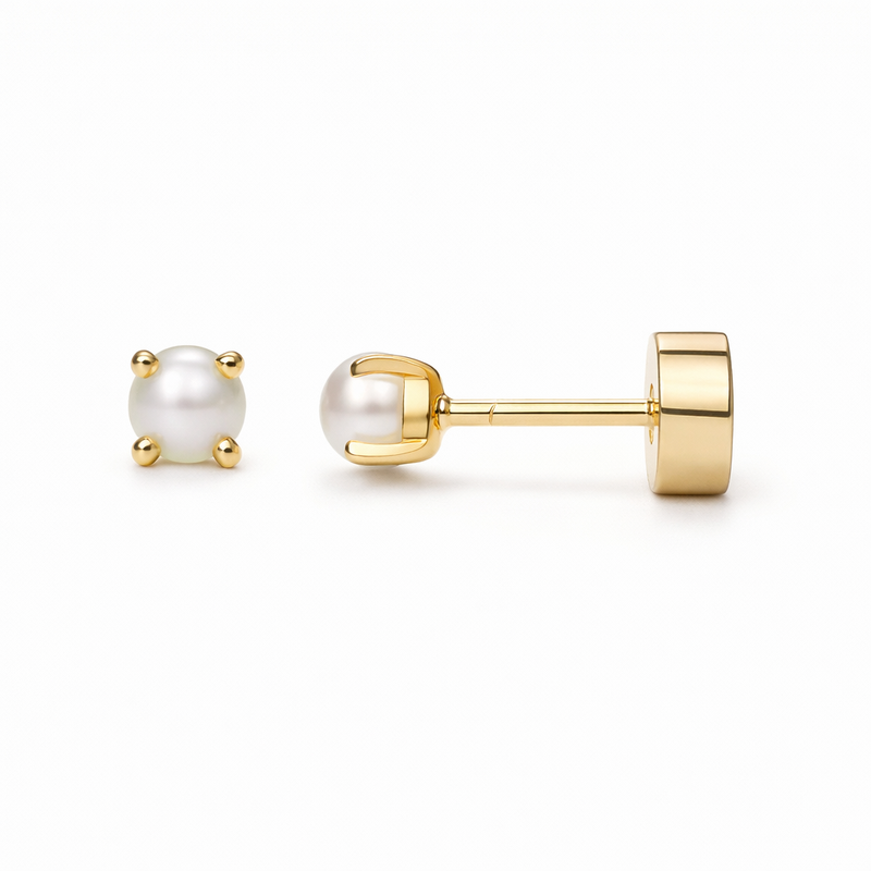 Aretes de Botón de Perla Delicados