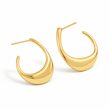 Aretes Argolla Media Luna Esculpida