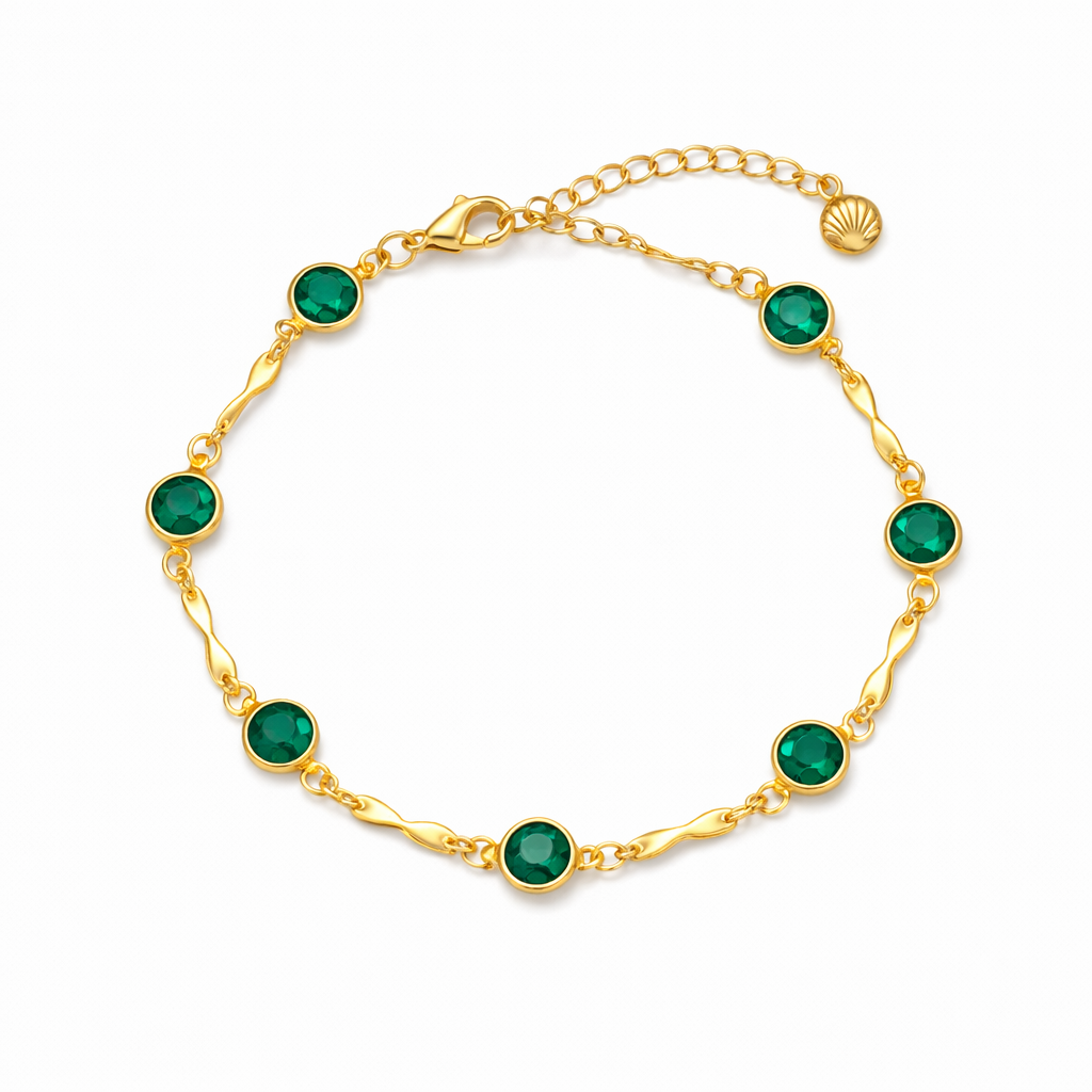 Pulsera Cadena Eslabones Esmeralda