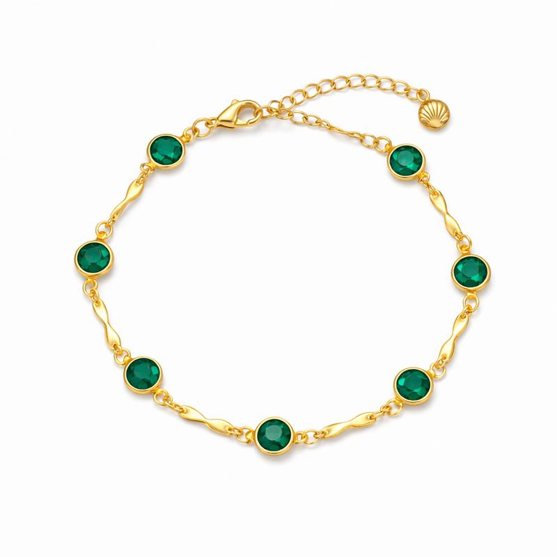 Pulsera Cadena Eslabones Esmeralda