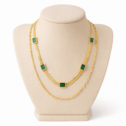 Sorella Collar Gema Retro Doble Capa