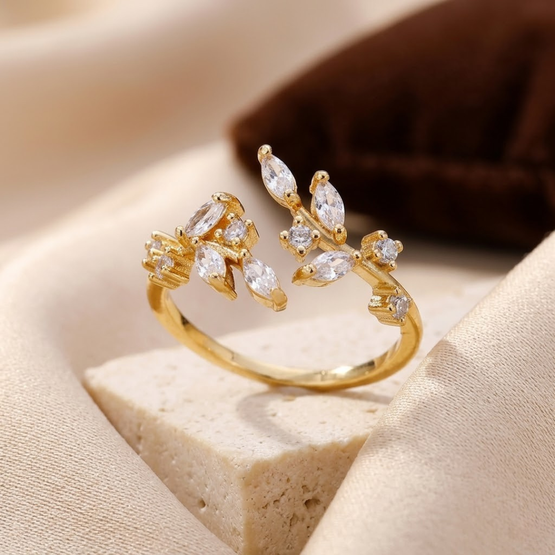 Anillo Abierto Hoja de Oro