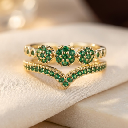 Anillo Racimo de Oro con Esmeraldas