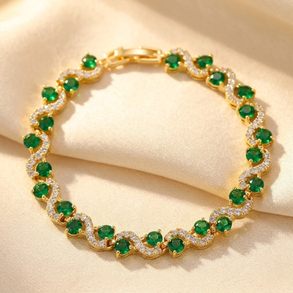 Pulsera Halo de Oro con Esmeralda