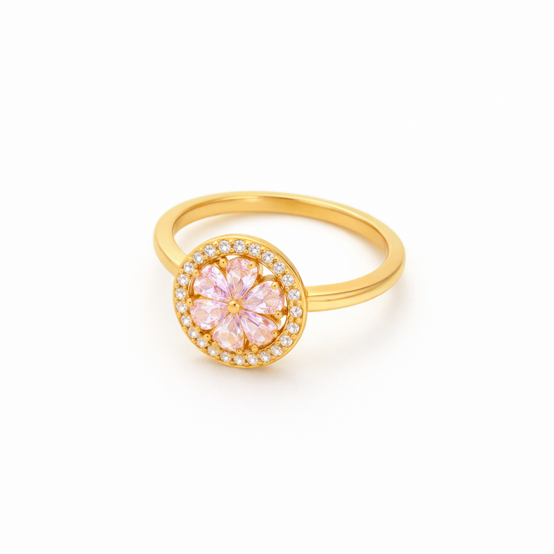 Anillo Giratorio Floración Corazón Rosa