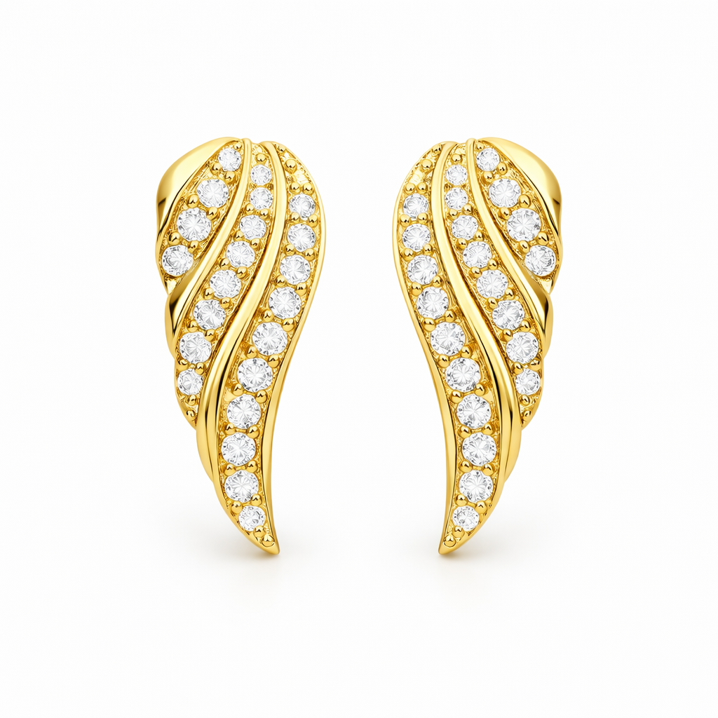 Aretes Pavé Hoja Moderna