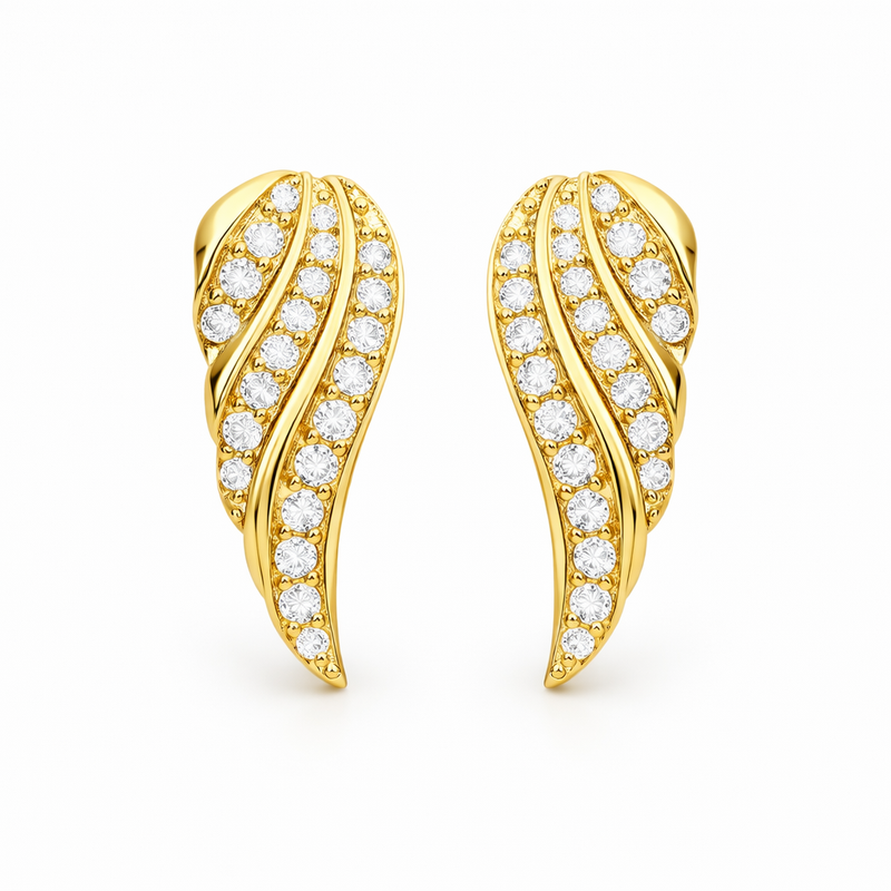 Aretes Pavé Hoja Moderna