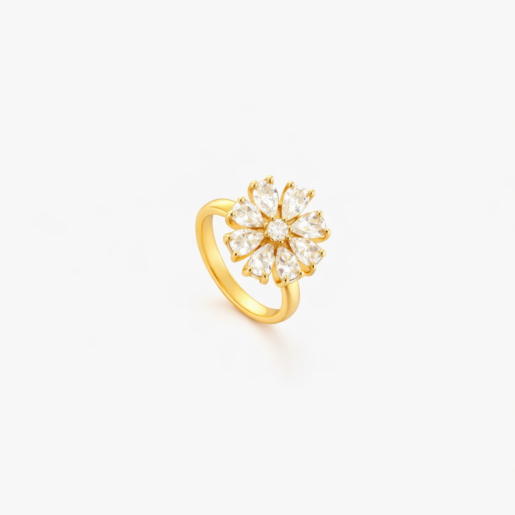 Anillo Giratorio Floral con Detalle