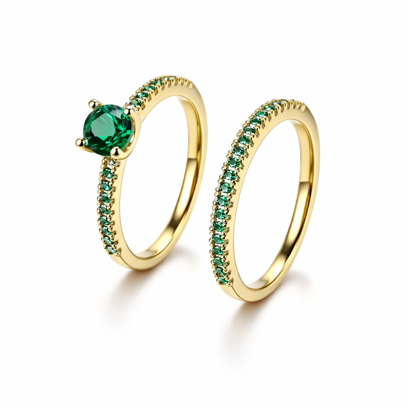 Serena Set de Anillos Dúo Esmeralda
