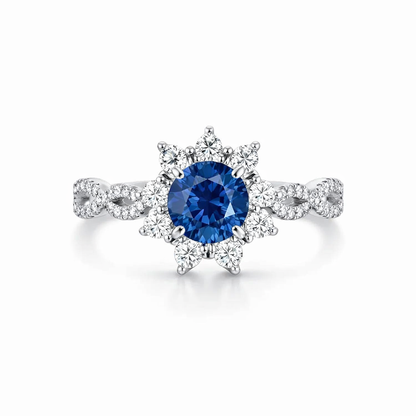 Anillo Flor de Zafiro y Cristal
