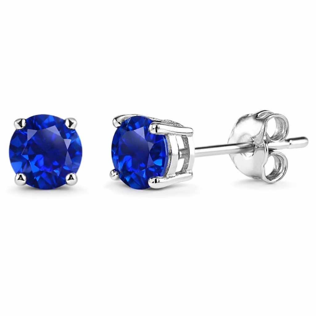 Aretes de Botón de Zafiro Clásicos