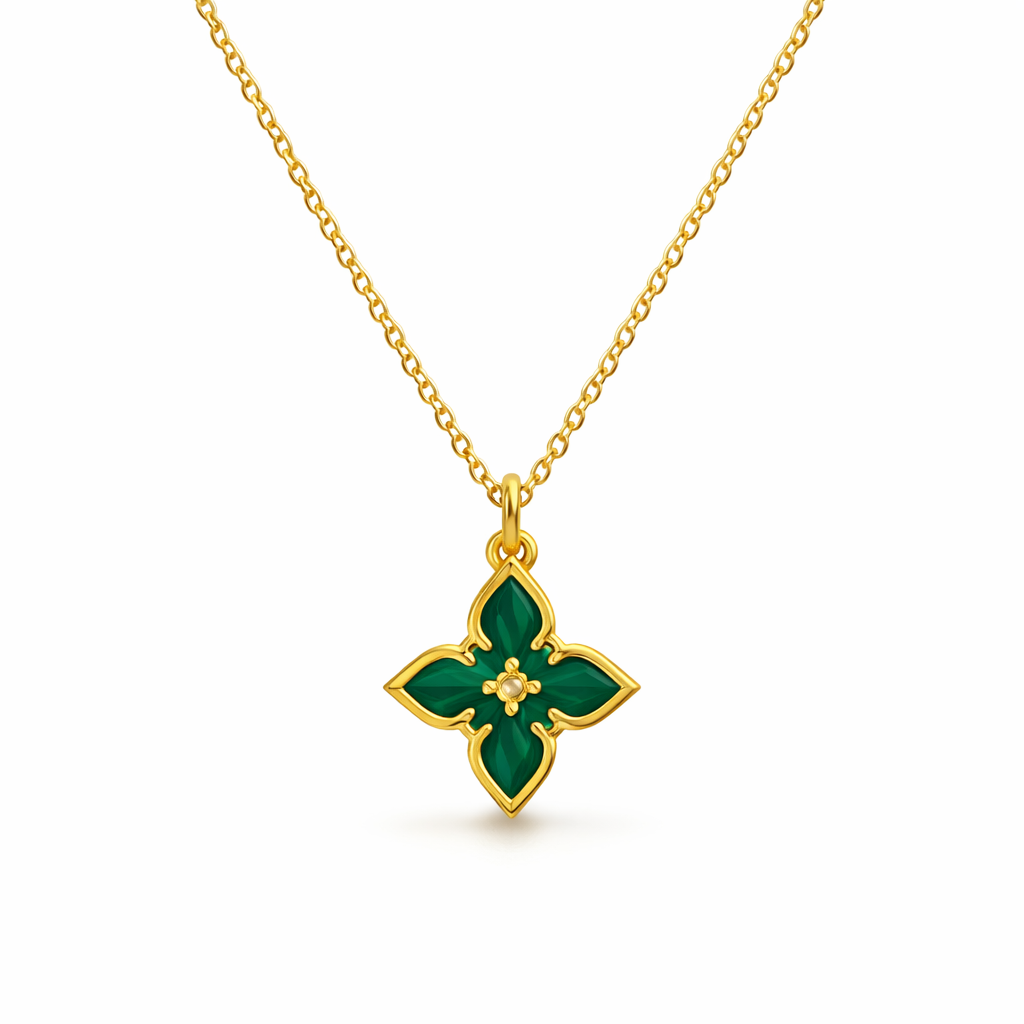 Collar con Dije de Trébol Esmeralda