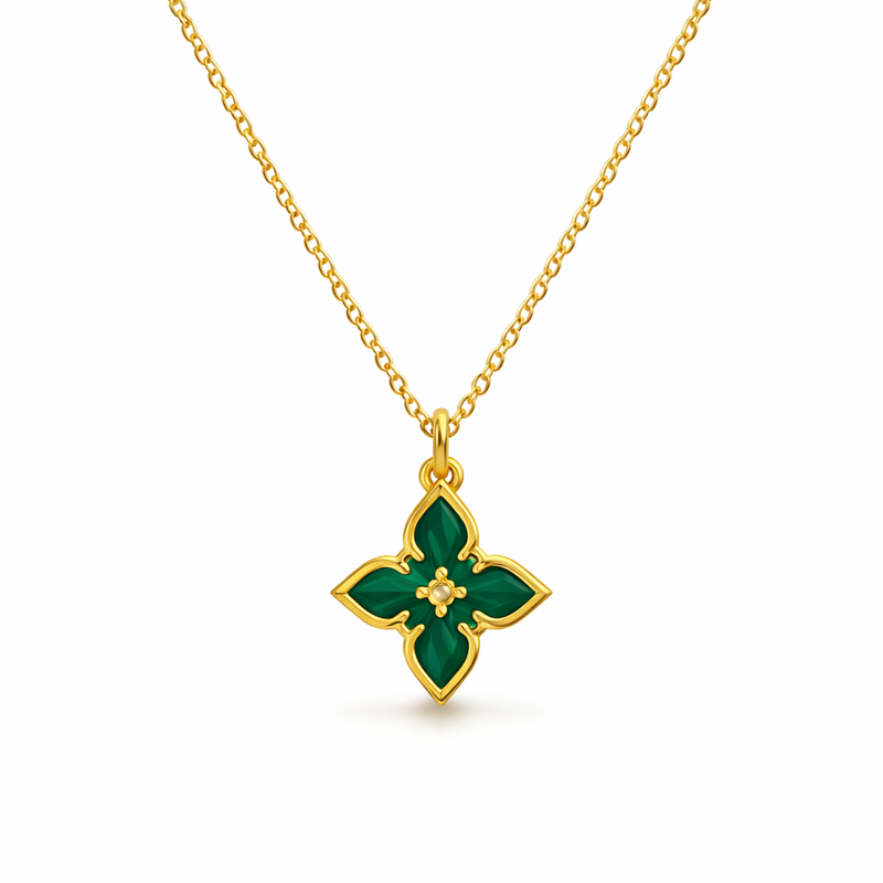 Collar con Dije de Trébol Esmeralda