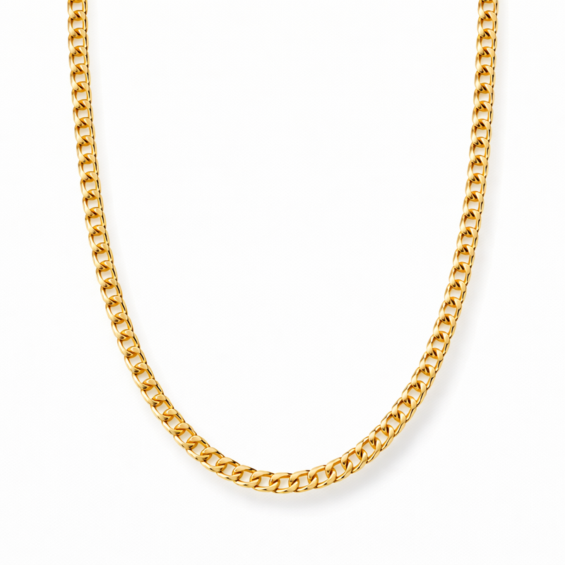 Collar Cadena Curb Eslabón Plano