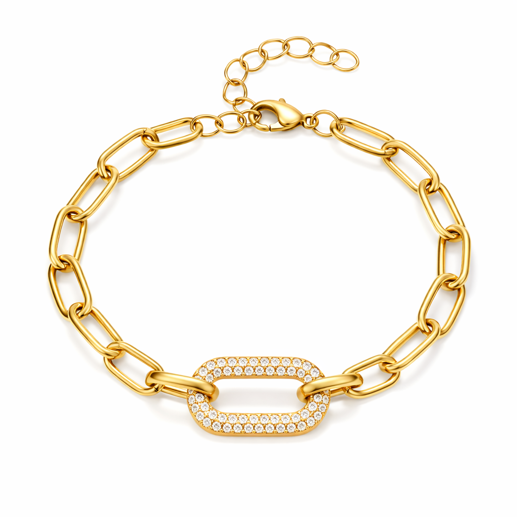 Set de Joyas Cadena Eslabón Grueso con Pavé