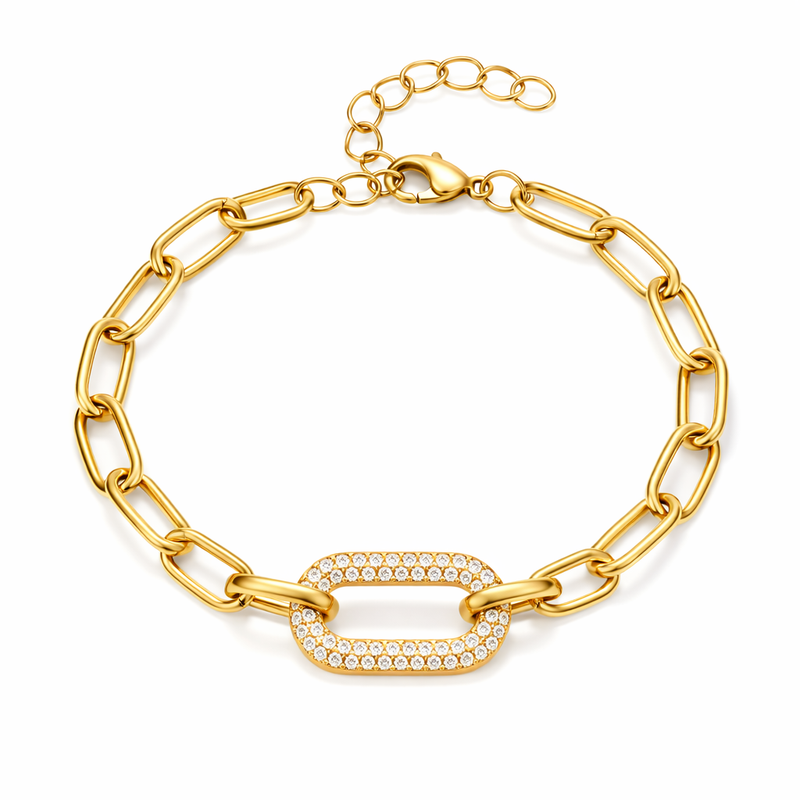Set de Joyas Cadena Eslabón Grueso con Pavé