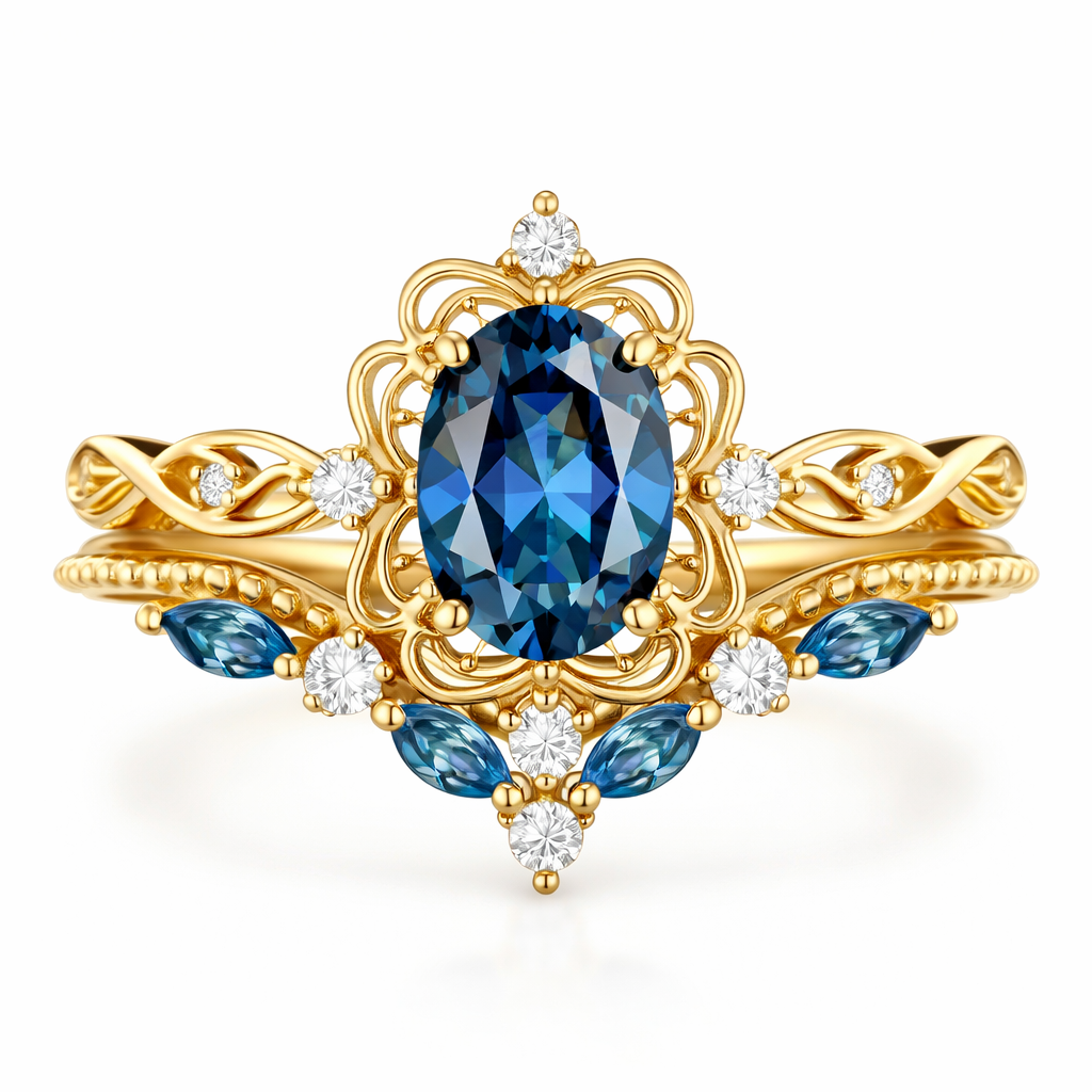 Set de Anillos Corona de Zafiro Azelia