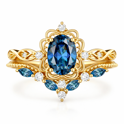 Set de Anillos Corona de Zafiro Azelia