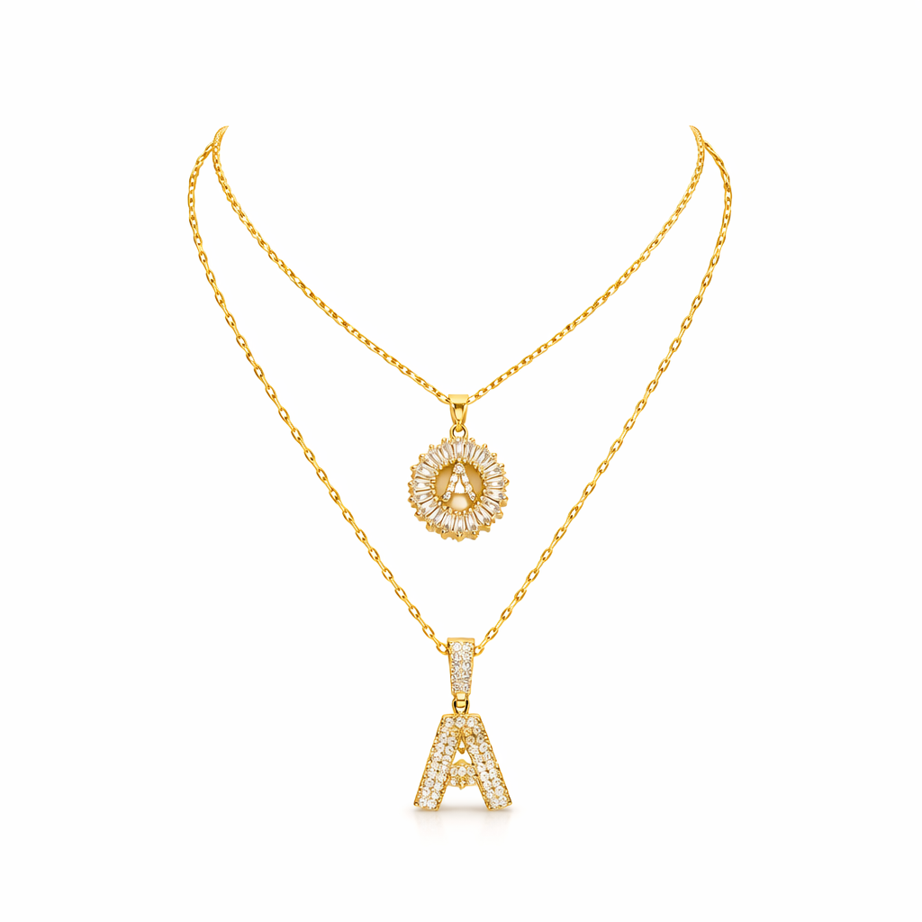 Set de Collares con Inicial Pavé