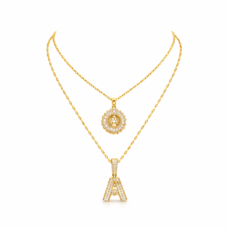 Set de Collares con Inicial Pavé