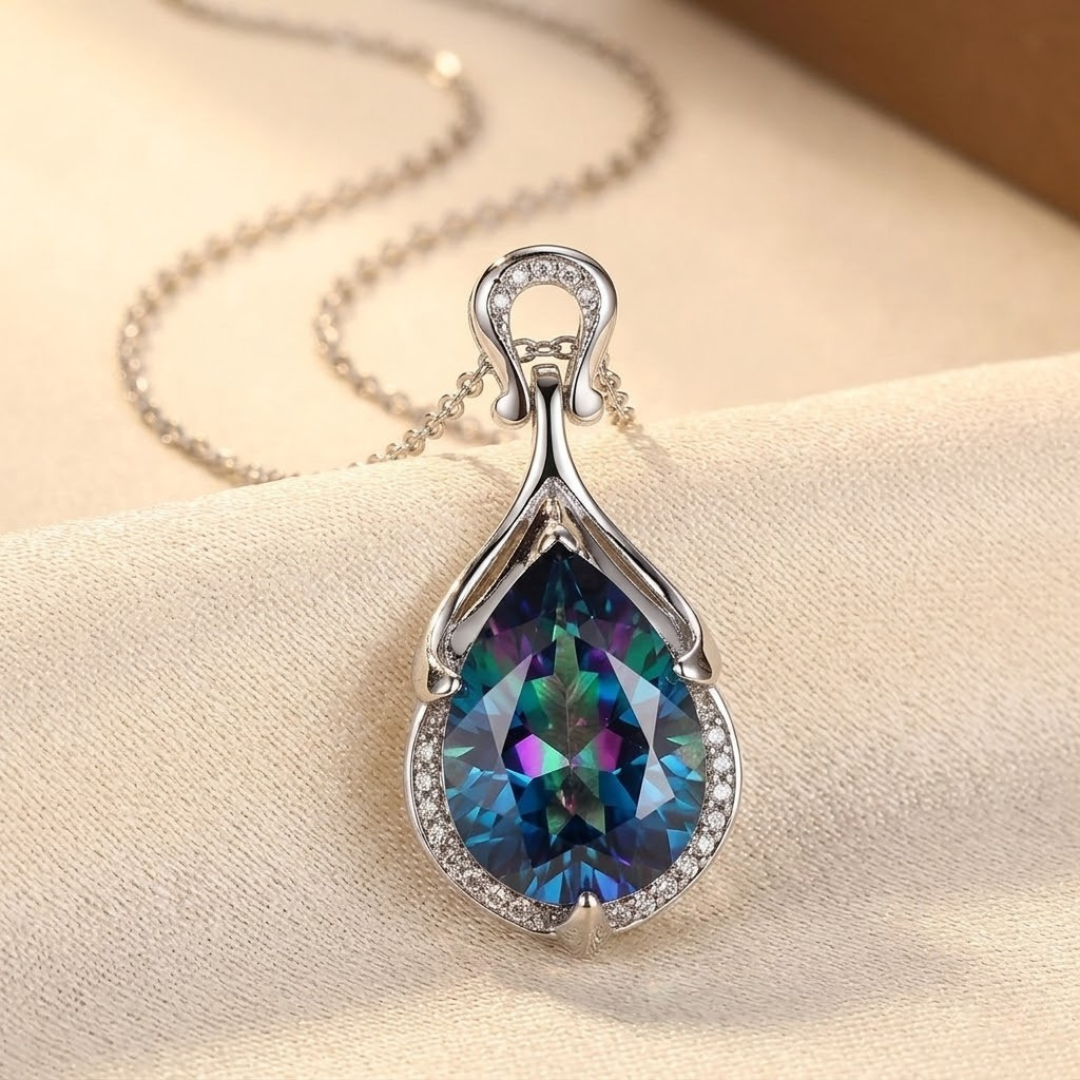 Collar Lágrima de Plata con Zafiro