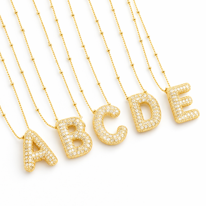 Set de Collares con Inicial Estilo Burbuja