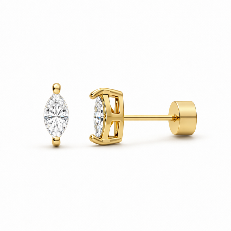 Aretes de Botón Corte Pera