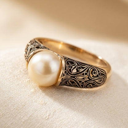 Anillo de Filigrana de Oro con Perla