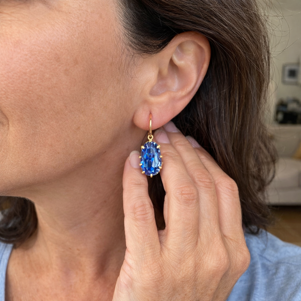 Aretes Florecer Azul y Oro