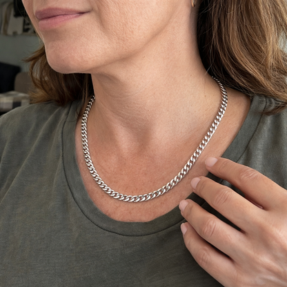 Collar Cadena Curb Eslabón Plano