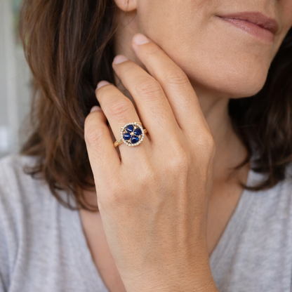 Anillo Giratorio Corazones de Zafiro
