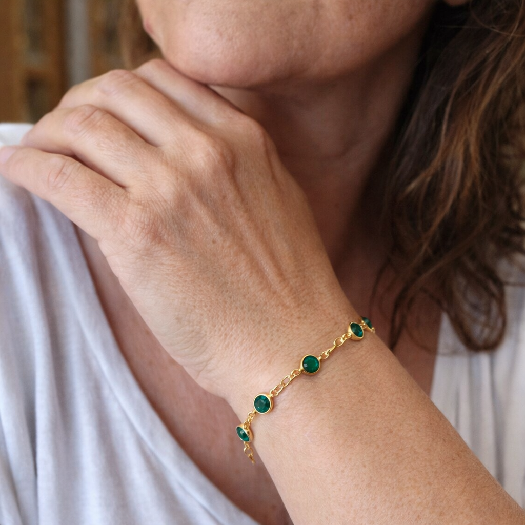 Pulsera Cadena Eslabones Esmeralda