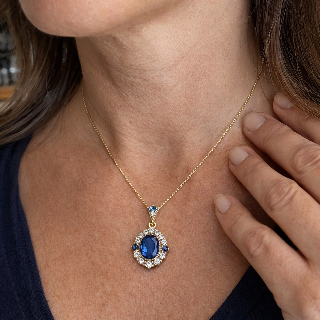 Collar con Dije Azul Real