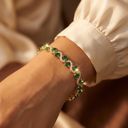 Pulsera Halo de Oro con Esmeralda