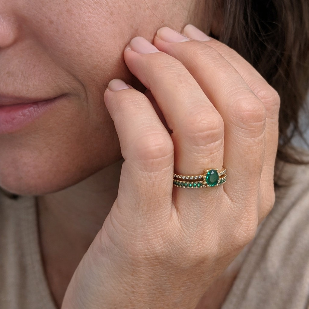 Serena Set de Anillos Dúo Esmeralda