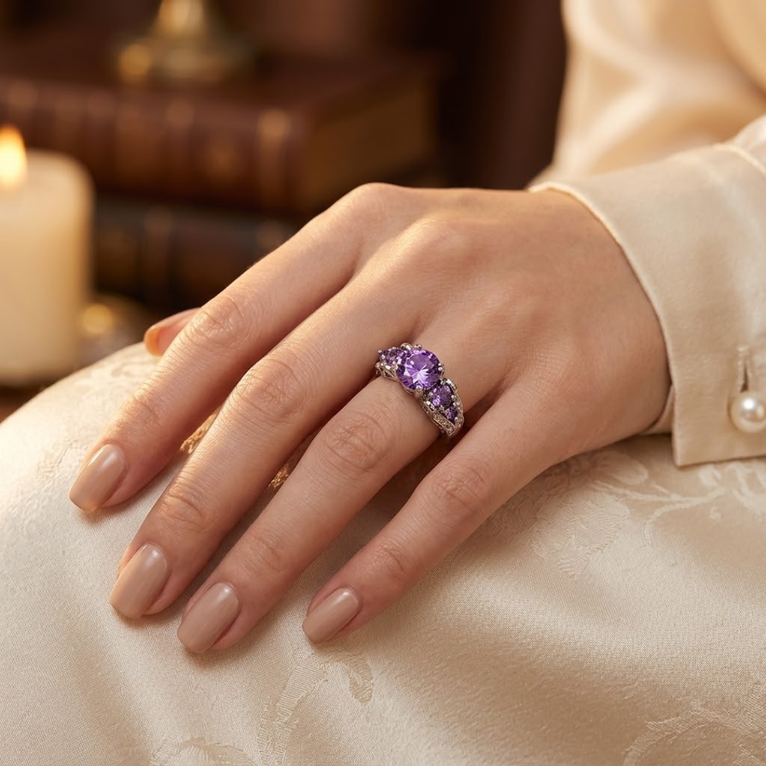 Anillo Vintage de Plata con Amatista
