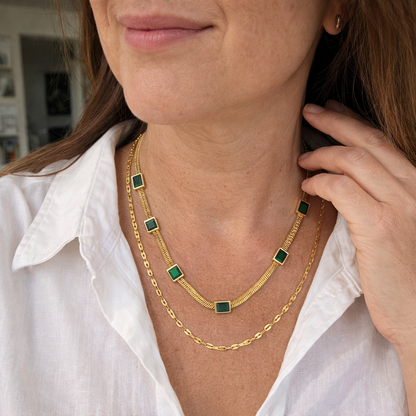 Sorella Collar Gema Retro Doble Capa