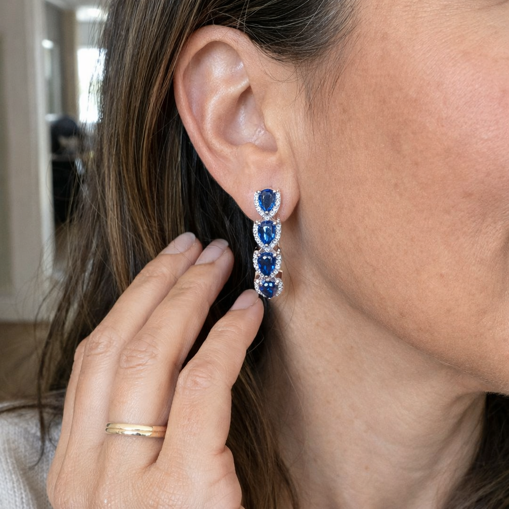 Aretes Escudo Real de Zafiro