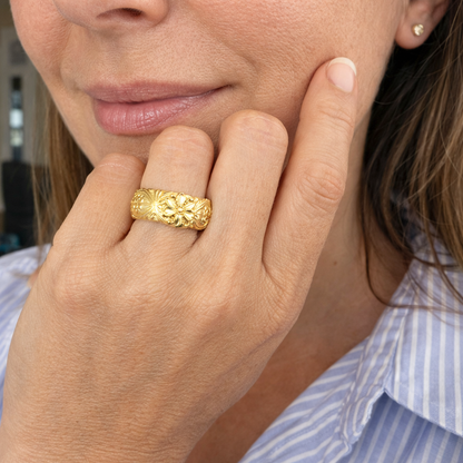 Anillo Flor Oro Antiguo