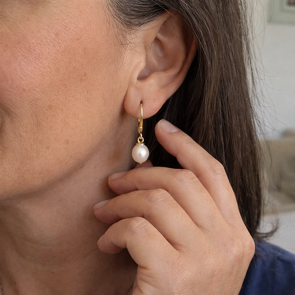 Aretes Colgantes de Perla