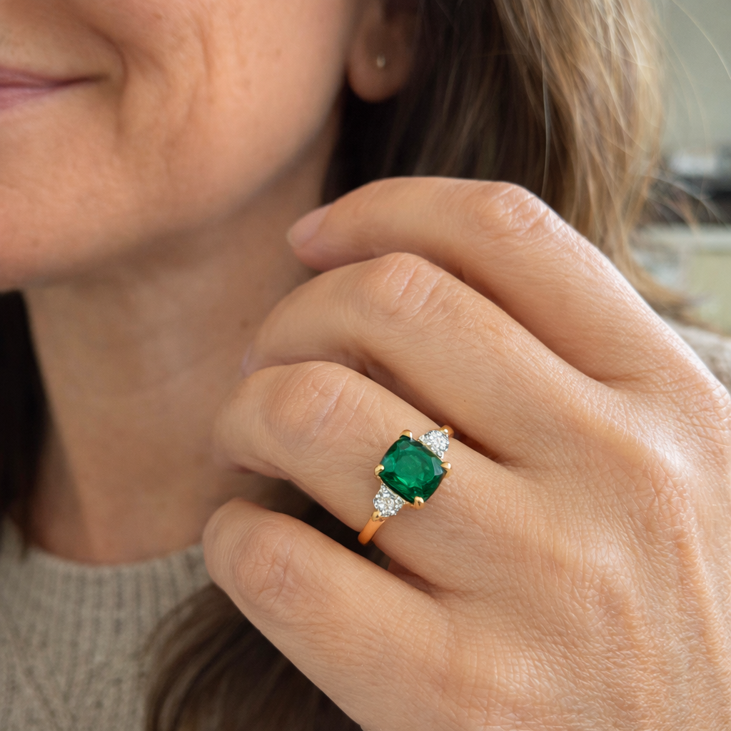 Anillo Piedra Verde Estilo Vintage